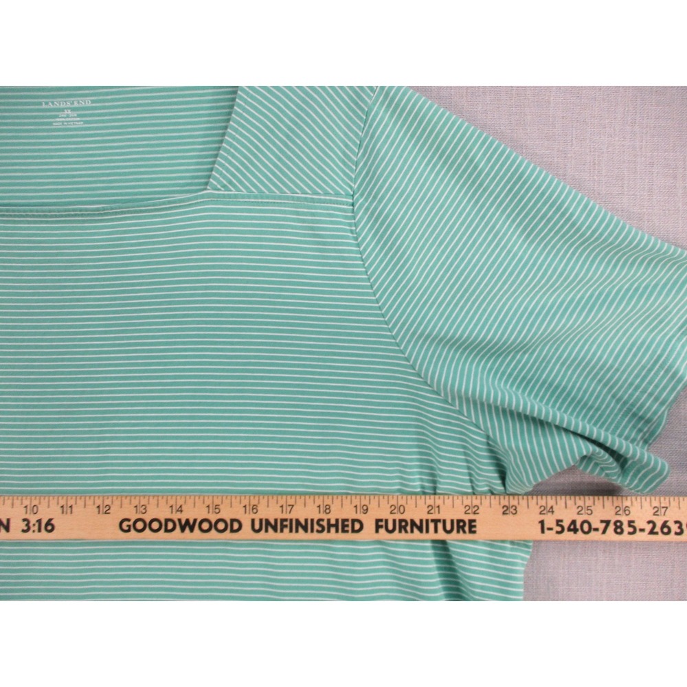 Lands‎ End Womens 3X Green White Striped Square Neck Cotton T-Shirt 67510163411 - Picture 5 of 10